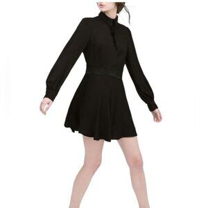 Zara woman black collared long sleeve fit and flare dress small